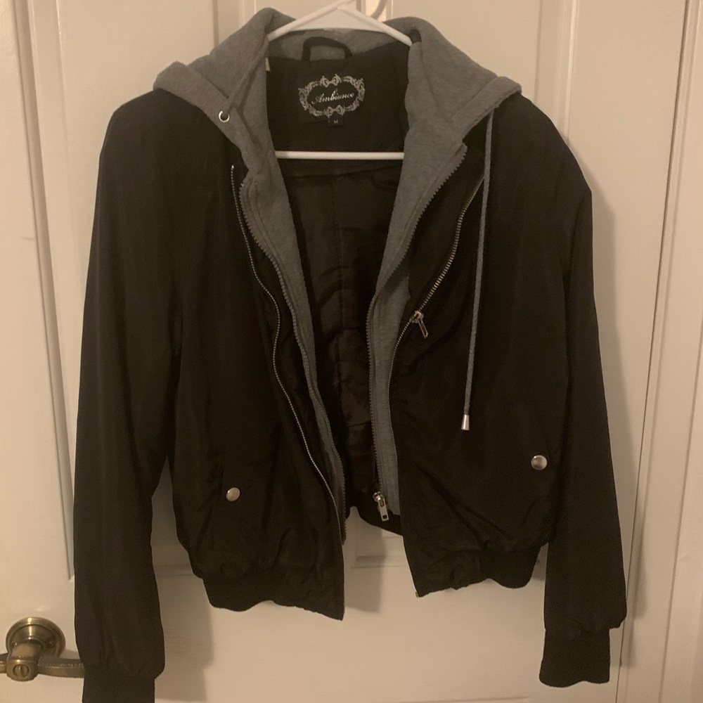 Black gray bomber jacket